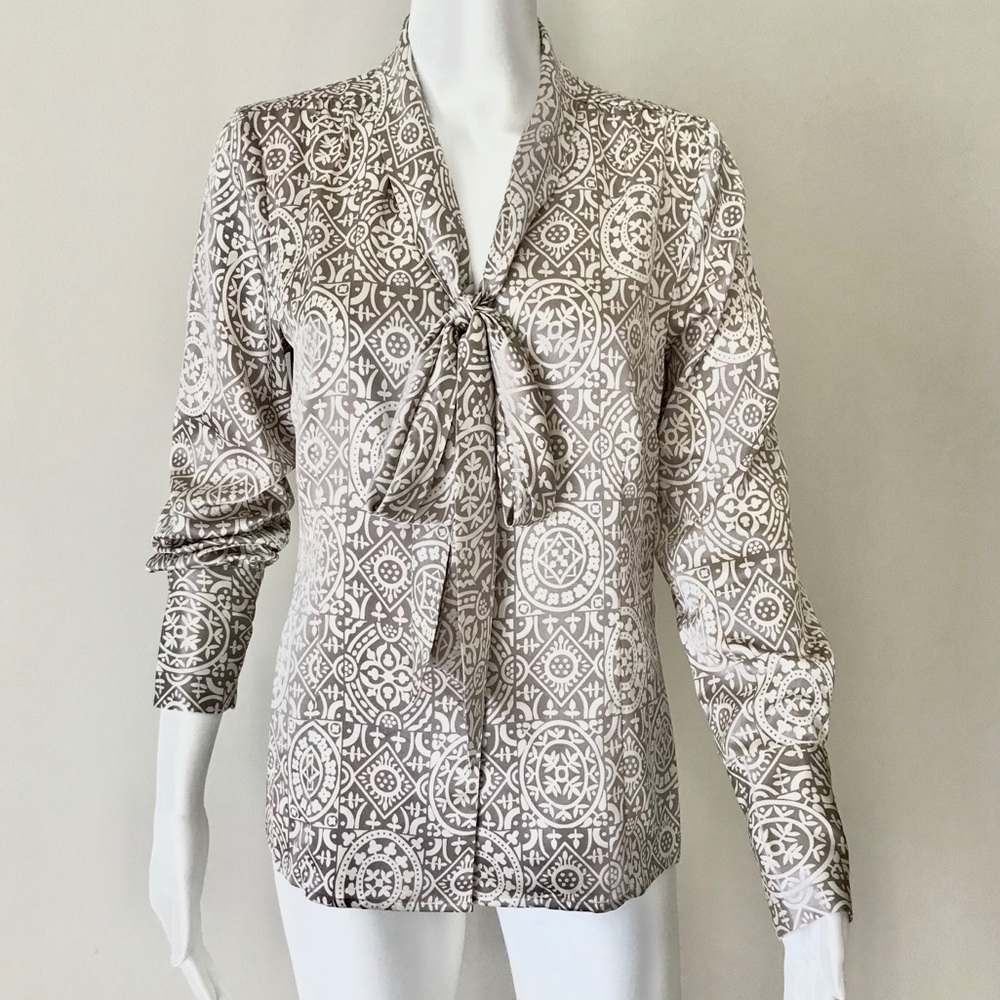 Vertigo Paris Silvery Silky Bow Button DownM
